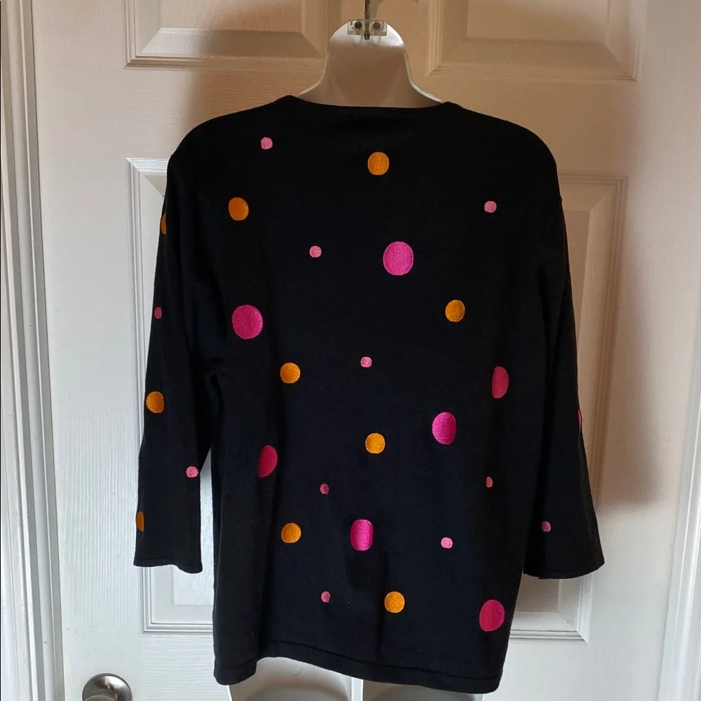 Whimsy V-Neck Sweater with Pink and Orange Dots Plus Size 2X
